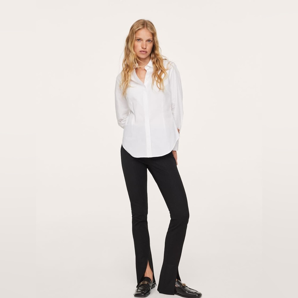 NWT MANGO Essential cotton-blend shirt SIZE XS - Picture 2 of 8